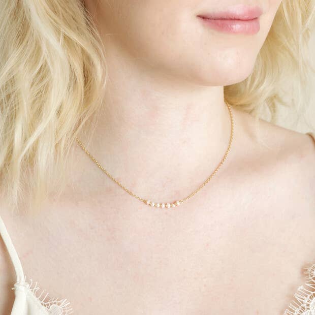 Golden Pearl Path Necklace