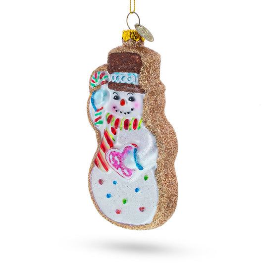 Festive Snowman Cookie Glass Christmas Ornament
