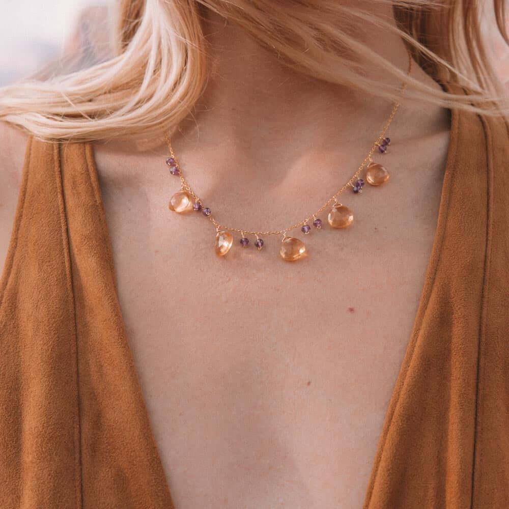Citrine + Amethyst Spark Necklace (Abundance + Clarity)
