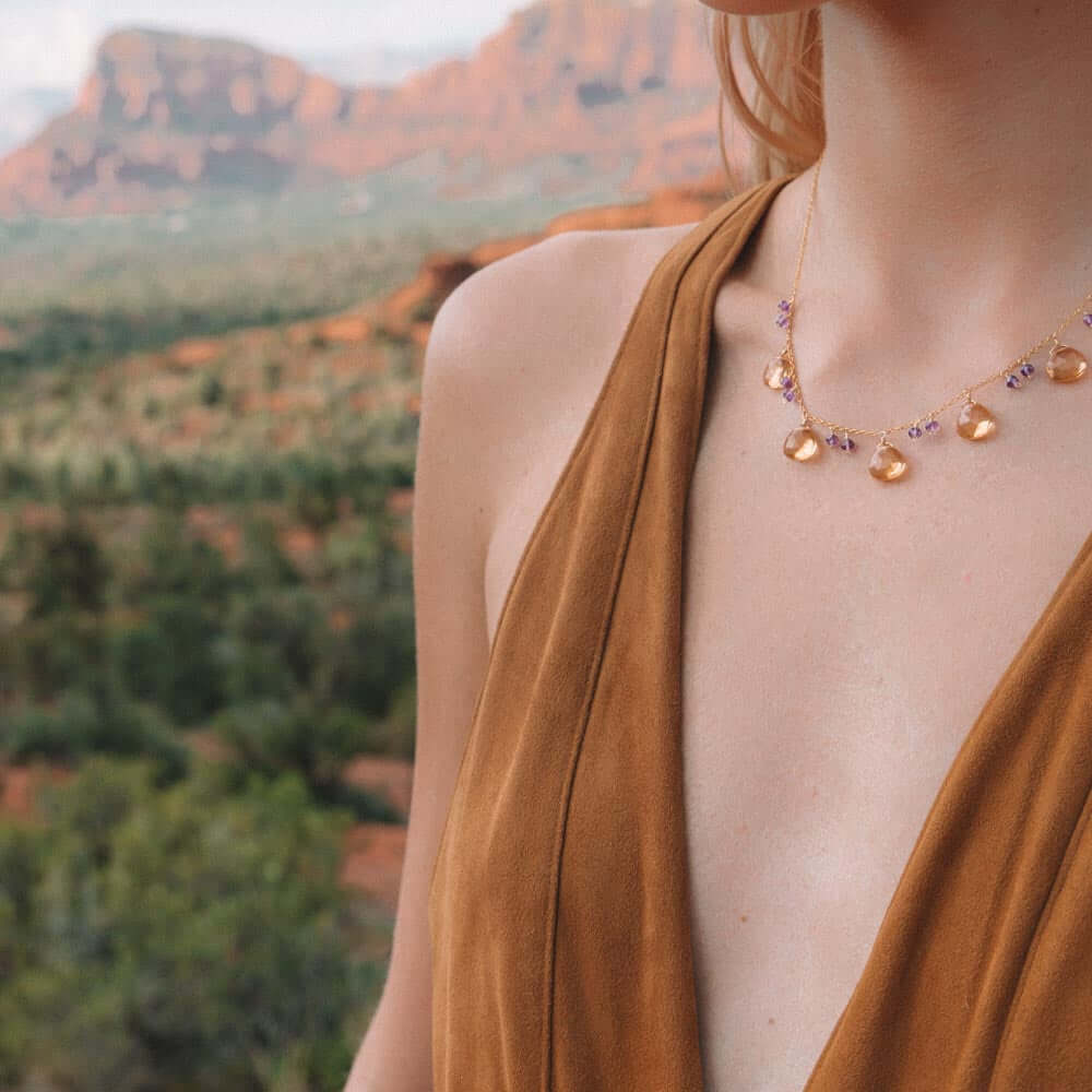 Citrine + Amethyst Spark Necklace (Abundance + Clarity)