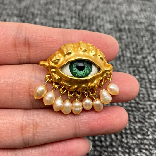 Pearl Fringe Evil Eye Ring