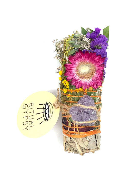Amethyst White Sage Smudge Stick