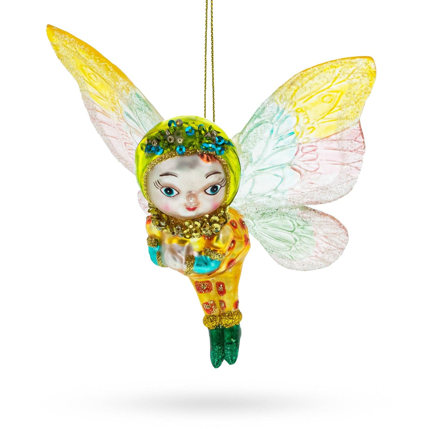 Enchanting Girl in Butterfly Costume Glass Ornament