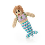 Handcrafted Tiny Turquoise Mermaid Baby Rattle