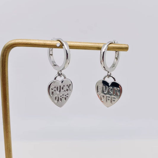 Fuck Off Heart Hoop Set