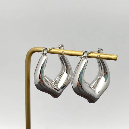 Geometric Silver Hoop Set