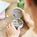 Embroidered Flowers Mini Round Jewelry Case