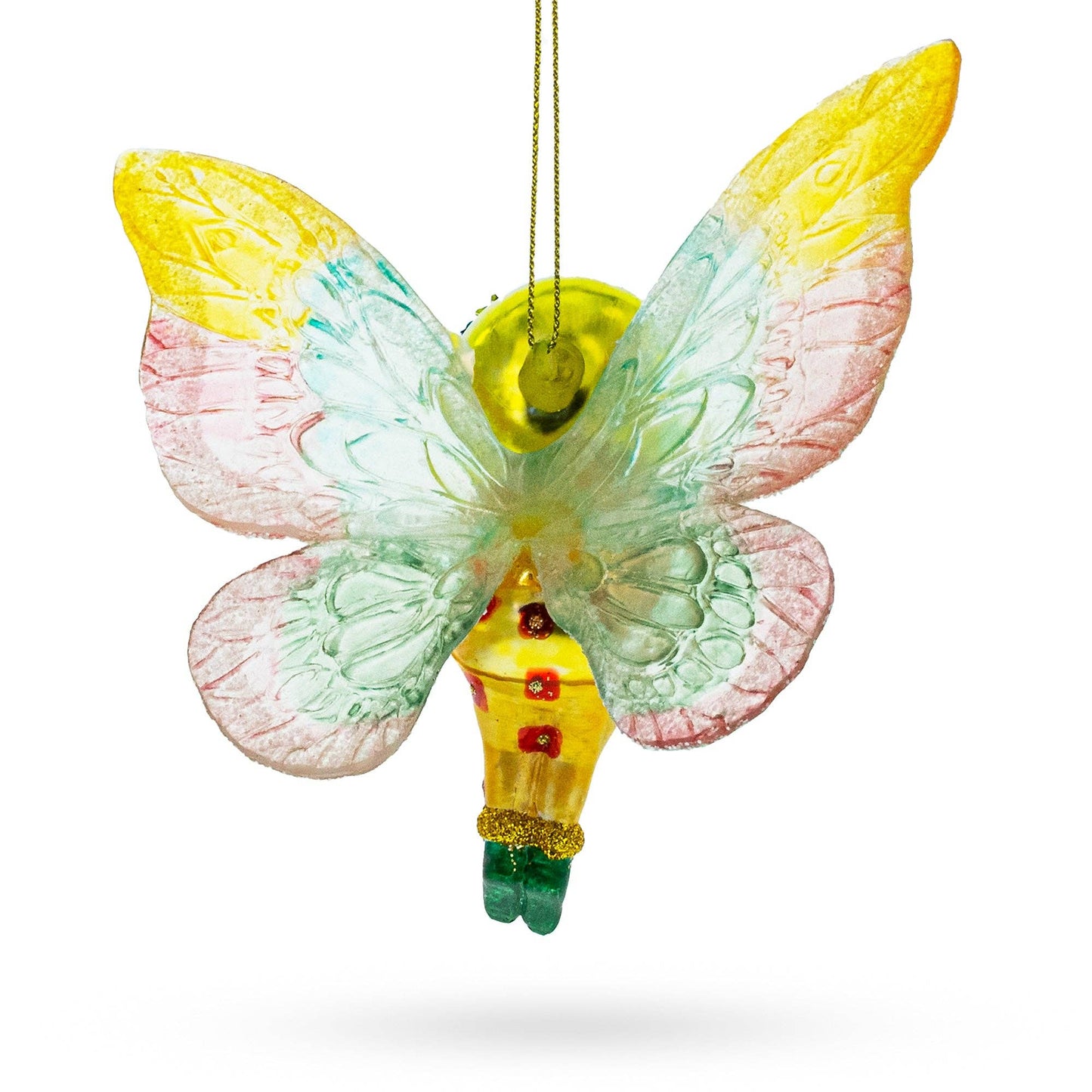 Enchanting Girl in Butterfly Costume Glass Ornament