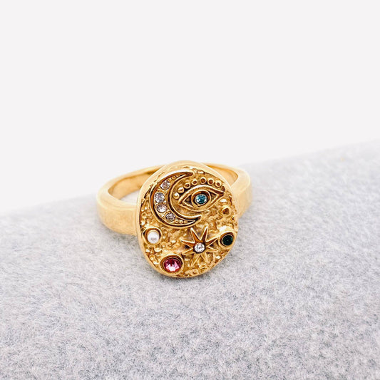 Star Moon Eye Gem Ring