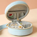 Embroidered Flowers Mini Round Jewelry Case
