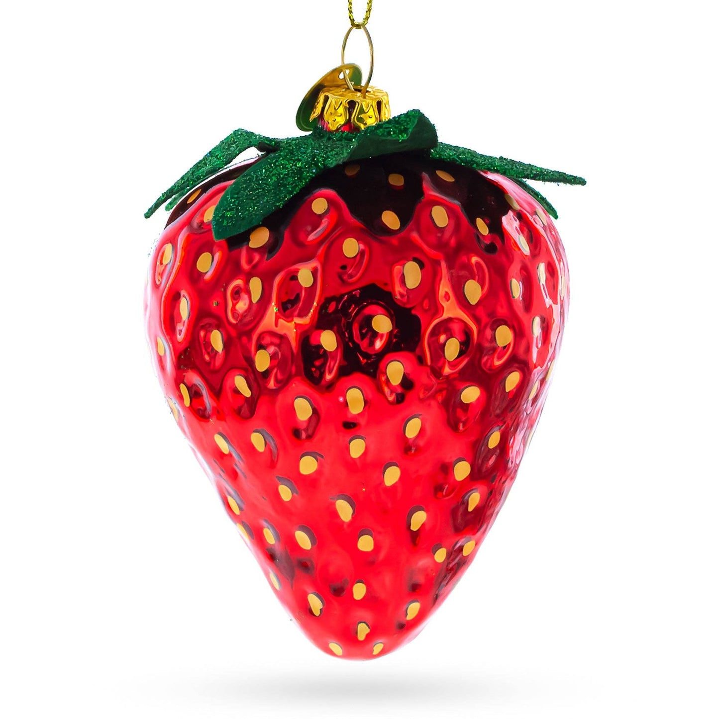 Juicy Strawberry Blown Glass Christmas Ornament