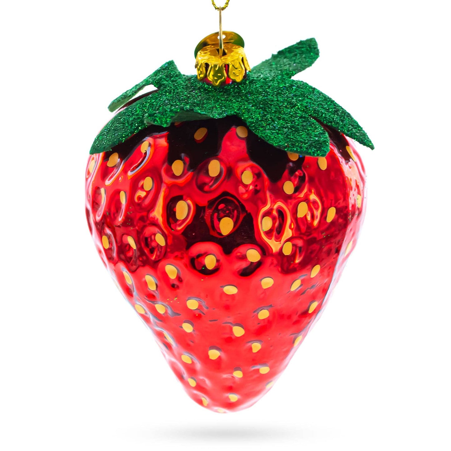 Juicy Strawberry Blown Glass Christmas Ornament