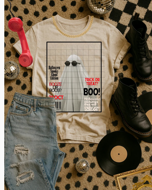 Spooky Ghost Magazine Cover Halloween Tee or Sweatshirt