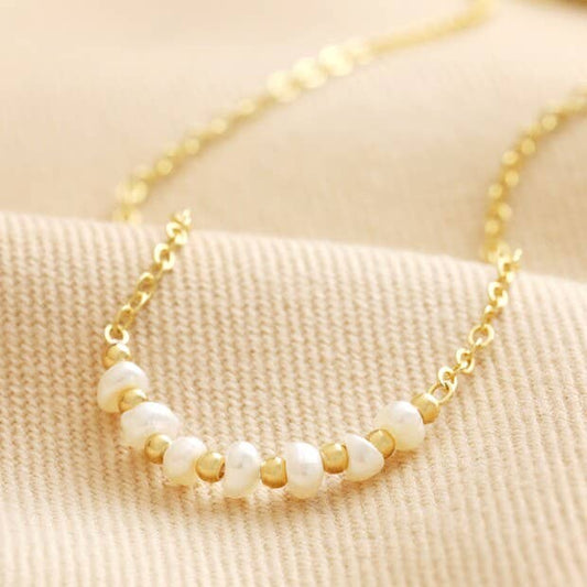 Golden Pearl Path Necklace