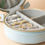 Embroidered Flowers Mini Round Jewelry Case