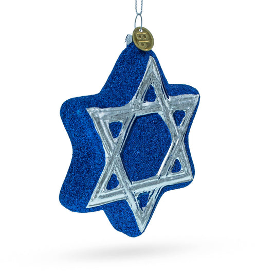 Jewish Star of David Blown Glass Christmas Ornament