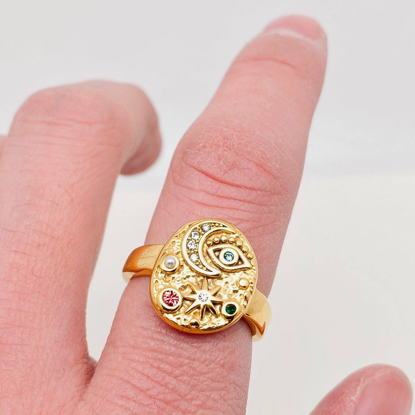 Star Moon Eye Gem Ring
