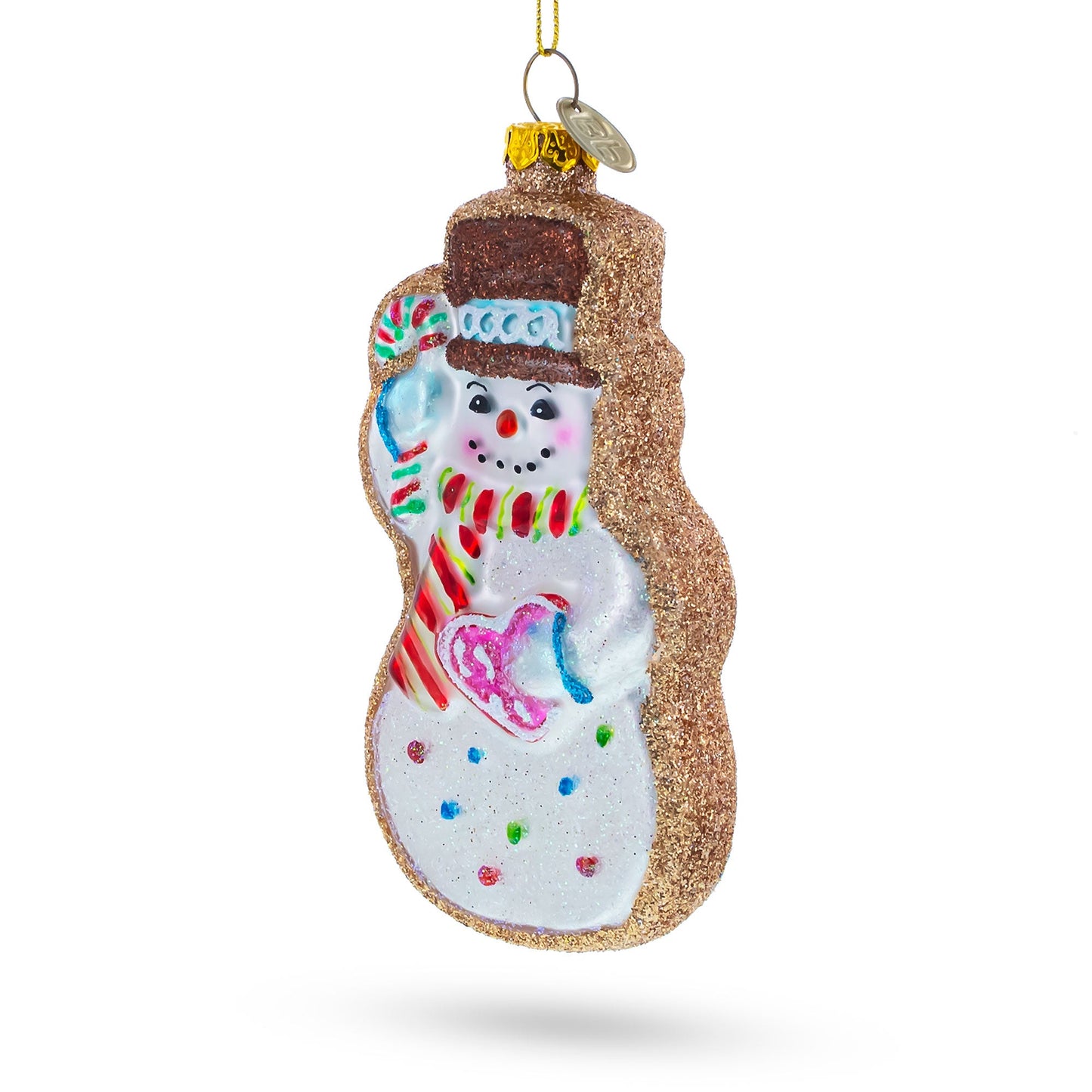 Festive Snowman Cookie Glass Christmas Ornament