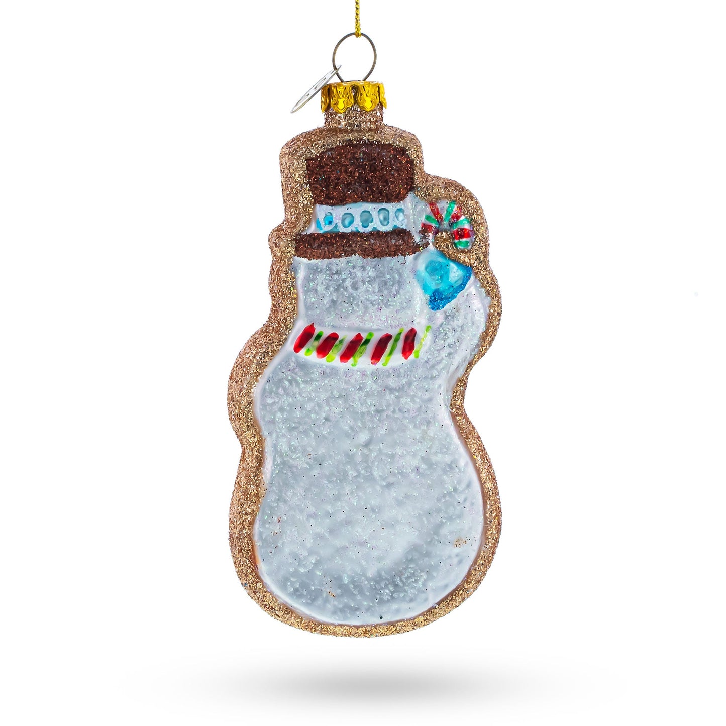 Festive Snowman Cookie Glass Christmas Ornament