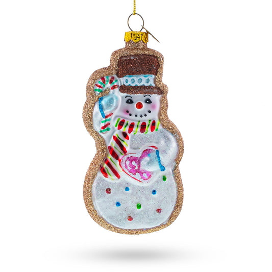Festive Snowman Cookie Glass Christmas Ornament