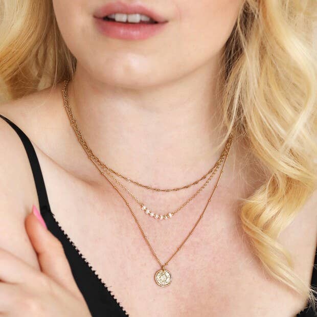 Golden Pearl Path Necklace