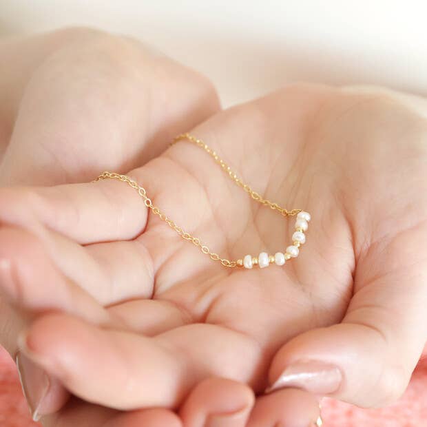 Golden Pearl Path Necklace