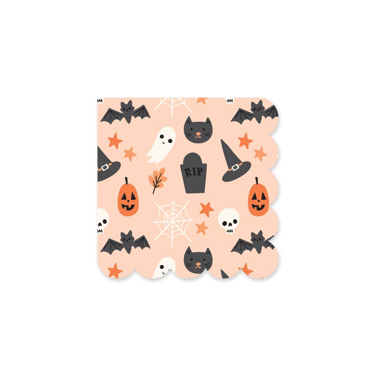 Spooky Icons Scallop Paper Cocktail Napkin