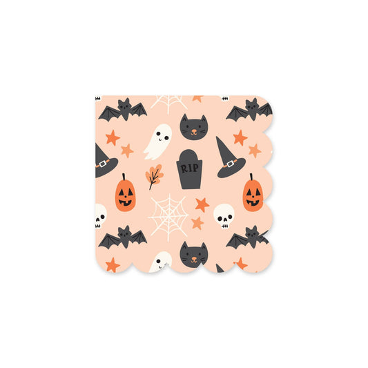 Spooky Icons Scallop Paper Cocktail Napkin