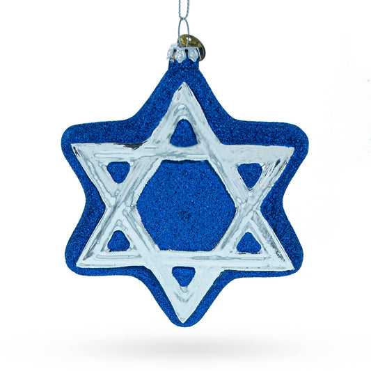 Jewish Star of David Blown Glass Christmas Ornament