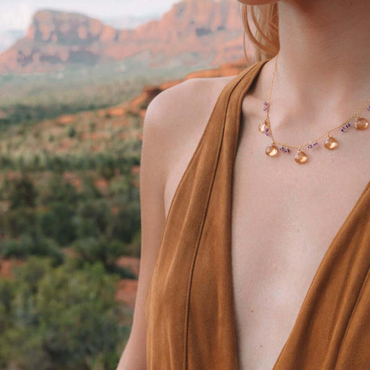 Citrine + Amethyst Spark Necklace (Abundance + Clarity)